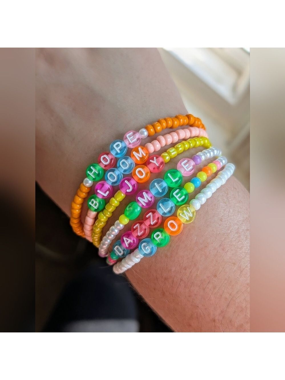 Colorful Inspirational Word Bracelets Set Of 6